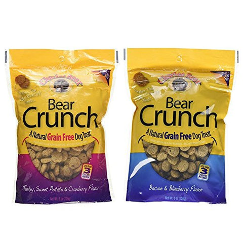 Bear Crunch Grain-Free Treats, Bacon and Blueberry, 8 oz. and Bear Crunch Grain-Free Treats, Turkey, Sweet Potato and Cranberry, 8 oz.