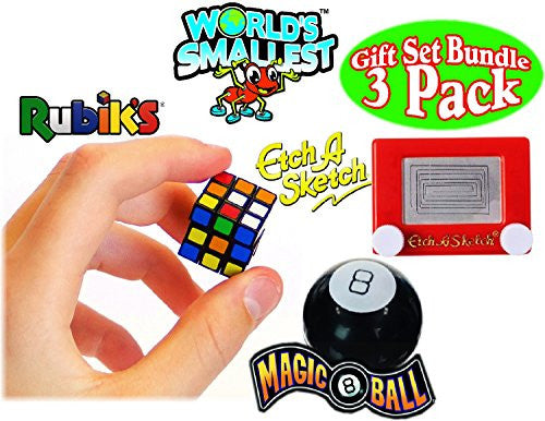 Worlds Smallest Rubiks Cube, Worlds Smallest Magic 8 Ball, Worlds Smallest Etch ASketch
