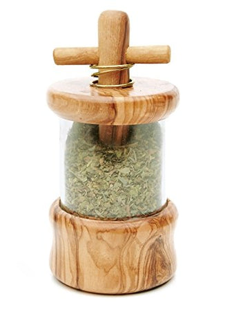 Bérard Olive Wood Herb Mill,  2" Diameter by 3" high