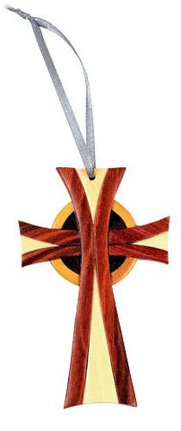 Double Side Wood Intarsia Ornament, Celtic Cross, 4 inches x 2.5 inches