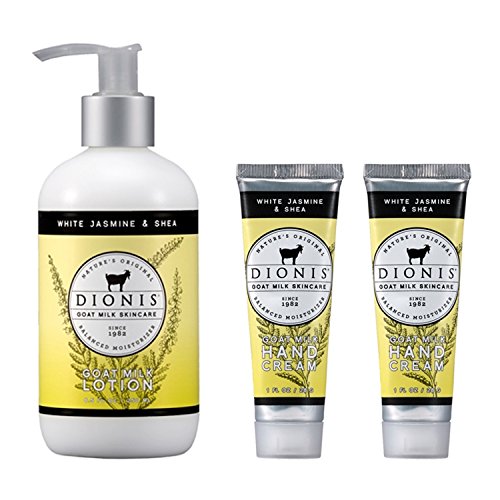White Jasmine & Shea Goat Milk Lotion, 8.5 oz./ 250 ml (1 pc) and
White Jasmine & Shea Goat Milk Hand Cream, 1.0 oz. tube (2 pcs)