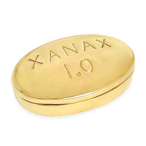 Brass Pill Box - Xanax 5"Wx3"Dx1.75"H