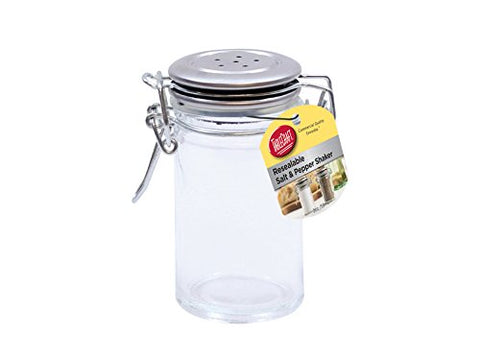 2 oz. Resealable Salt & Pepper Shaker, Glass Jar with Stainless Steel