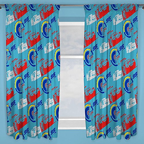 Disney Cars 3 Lightning Curtains 72" Drop (DC3LTG72001) -  66in wide (168cm) and are available with 54in or 72in drops (137cm or 183cm) Blue