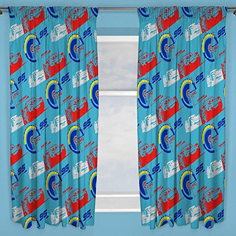 Disney Cars 3 Lightning Curtains 72" Drop (DC3LTG72001) -  66in wide (168cm) and are available with 54in or 72in drops (137cm or 183cm) Blue