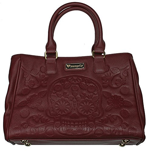 Sugar Skull Burgundy Tote