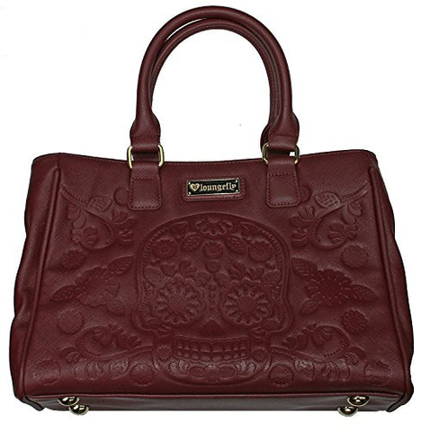 Sugar Skull Burgundy Tote