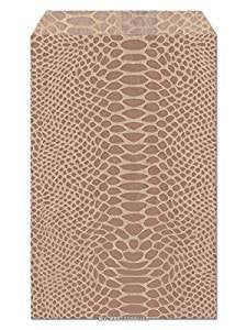 100pcs Kraft with Snakeskin Pattern Printed Paper Gift Bag, 8 1/2''W x 11''H