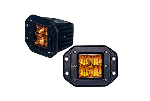 OZ-USA Amber Flood 4D Flush mount pod LED Flood lights fog utv offroad 3x3 race truck van racing, 3.75"x 4.75"