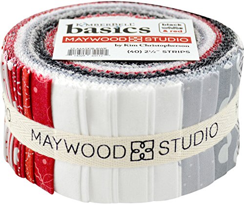 Maywood Studio 2-1/2in Strips Kimberbell Basics Black/White/Red 40pcs