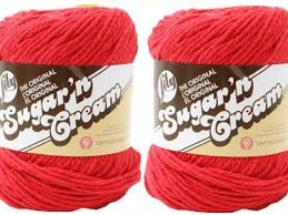Lily Sugar'n Cream Solid Yarn Red 120 Yards 2.5 OZ