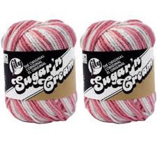 Lily Sugar'n Cream Yarn - Ombre Strawberry 95 Yards 2 OZ