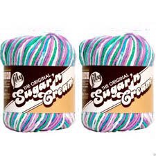 Lily Sugar'n Cream Yarn - Ombre Beach Ball Blue 95 Yards 2 OZ