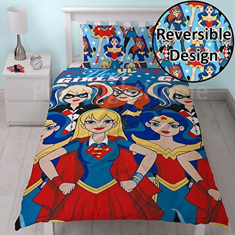 DC Superhero Girls Super Single Rotary Duvet Cover - 135cm x 200cm, Pillowcase size approx: 48cm x 74cm