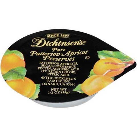 Dickinson's Portion Control-Plastic, Apricot Preserves, 1/2 oz
