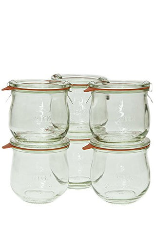 1/3 L Tulip Jar 6 jars w/ glass lids, 6 rings, & 12 clamps, 12.5oz