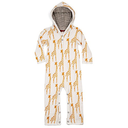 Organic Hooded Romper, Yellow Giraffe, 12-18M