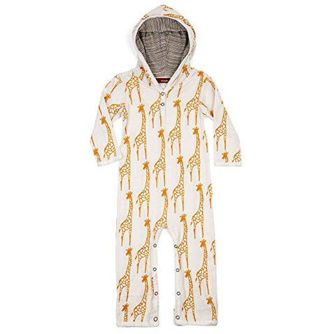 Organic Hooded Romper, Yellow Giraffe, 12-18M