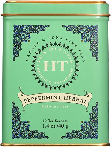 Harney and Sons Peppermint, Caffeine-Free Herbal 20 Sachets per Tin (1.4 Oz) (Pack of 3)