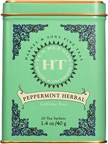 Harney and Sons Peppermint, Caffeine-Free Herbal 20 Sachets per Tin (1.4 Oz) (Pack of 3)