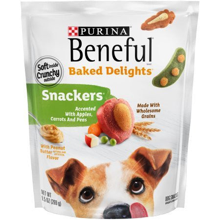 Purina Beneful Baked Delights Dog Treats, Snackers - Peanut Butter - 9.5 oz - Pack of 2