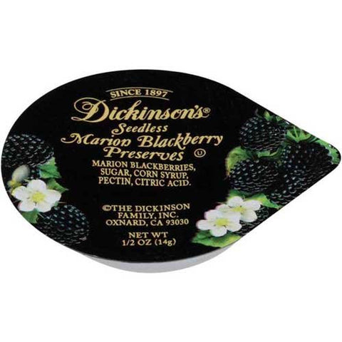 Dickinson's Portion Control-Plastic, Seedless Blackberry Preserves, 1/2 oz