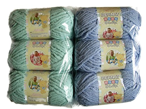 Bernat Baby Blanket Yarn Baby Blue 72 Yards 3.5 OZ and Bernat Baby Blanket Yarn Seafoam 72 Yards 3.5 OZ