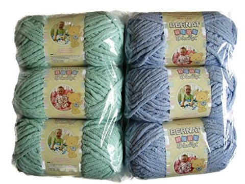 Bernat Baby Blanket Yarn Baby Blue 72 Yards 3.5 OZ and Bernat Baby Blanket Yarn Seafoam 72 Yards 3.5 OZ
