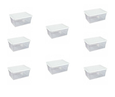 16 Qt. Storage Box, White Lid W/clear Base, 16 3/4" L X 11 7/8" W X 7" H