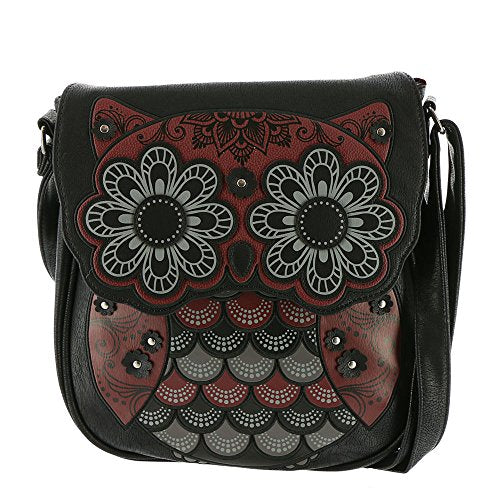 Red & Grey Owl Crossbody Bag