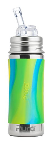 Pura 11 oz. Stainless Steel Straw Cup, Aqua Swirl
