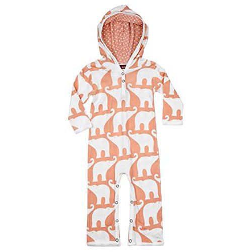 Hooded Romper, Rose Elephant- 12-18M