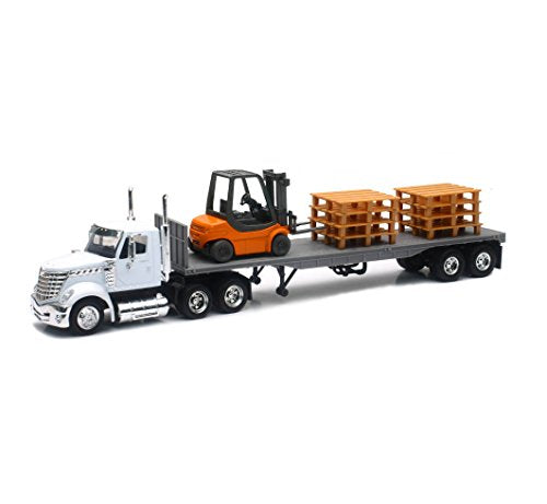 1/43 International Lonestar Flatbed W/ Forklift And Pallet