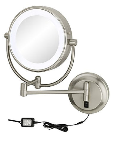 Neomodern LED Lighted Wall Mirror Hardwired, Cool, Polished Nickel