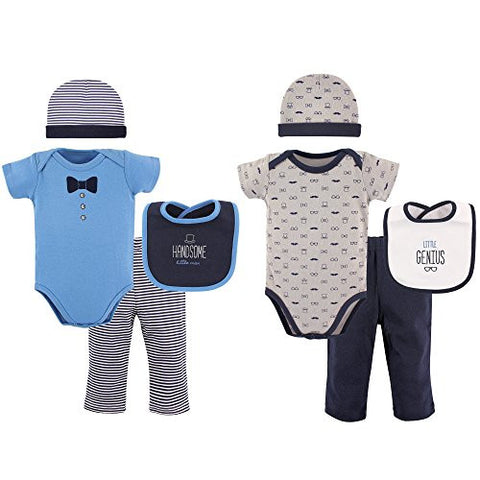 Hudson Baby, Grow with Me  Clothing Gift Set in Gift Box 8-Piece Set, Handsome Man, 0-6 mos