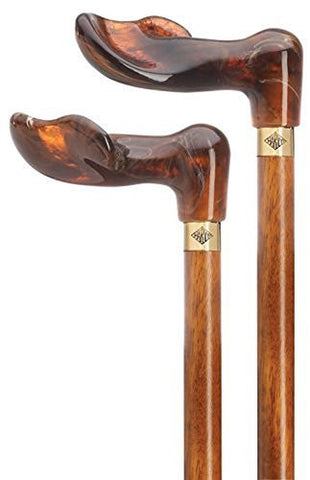 Cherry Palm Grip Cane With Fashionable Amber Handle -Affordable Gift! Item #DHAR-9787100 by HARVY