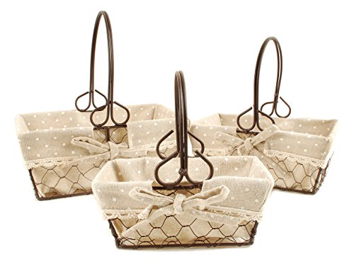 Rectagle Fabric Mesh Baskets with Handles, 8.75in L x 9in H