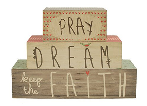 Pray Dream Keep the Faith Stacked Blocks, 8in L x 5.75in H
