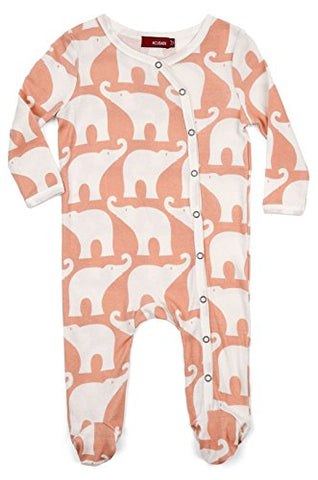 Footed Romper, Rose Elephant- 3-6M