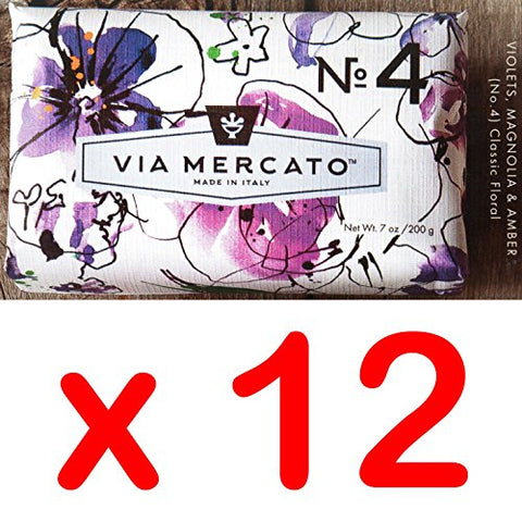 Via Mercato - Soap No.4 - Violets, Magnolia and Amber, 200g