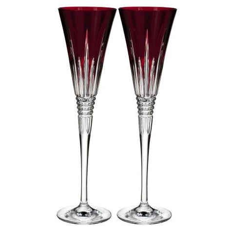 Lismore Diamond Toasting Flute Pair Red (not in pricelist)