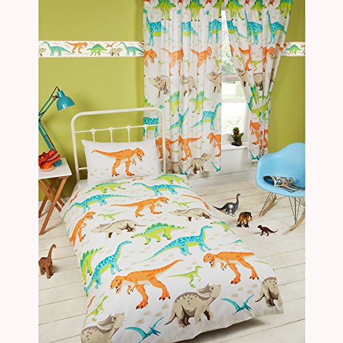 Dinosaur World Single Duvet Cover and Pillowcase Set - 135cm x 200cm Pillowcase size: 50cm x 75cm