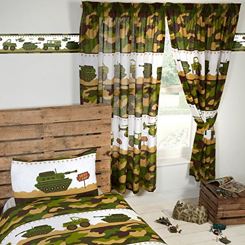 Army Camp Curtains Fully Lined 66x54 with Tie Backs - 66in wide (168cm) and are available with 54in or 72in drops (137cm or 183cm)