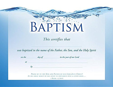 Warner Christian Resources - Baptism Certificate - Premium, Foil Embossed