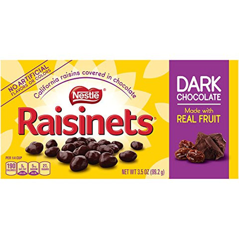 Raisinets Sun-Ripened Plump Juicy California Raisins Tucked in Rich Creamy Dark Chocolate, 15 Count