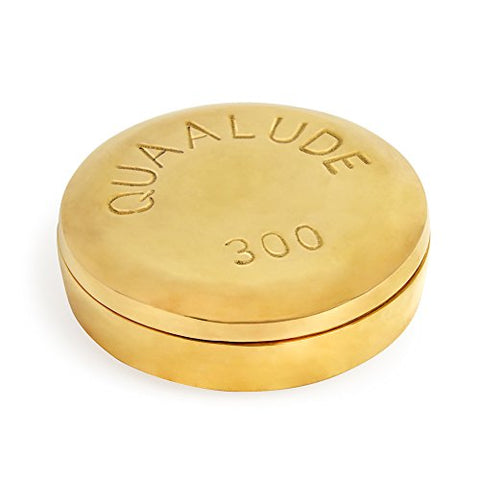 Brass Pill Box - Quaalude 5.5"D x 2"H