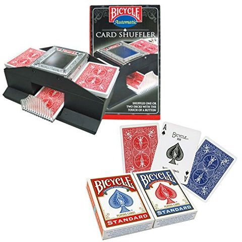 Automatic Card Shuffler 2 deck With 2 Poker Size Standard Index Playing Cards - Make Your Game Night Fun Again