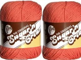 Lily Sugar'n Cream Solid Yarn Tangerine 120 Yards 2.5 OZ