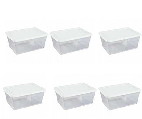 16 Qt. Storage Box, White Lid W/clear Base, 16 3/4" L X 11 7/8" W X 7" H