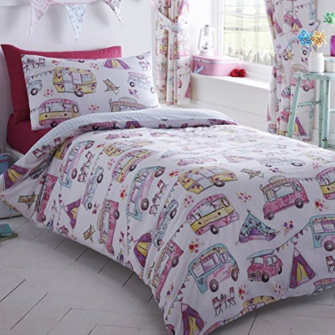 Glamping Single Duvet and Pillowcase (GLA001) - 138cm x 200cm (54in x 78in) Pillowcase size: 50cm x 75cm (18.5in x 29.5in)